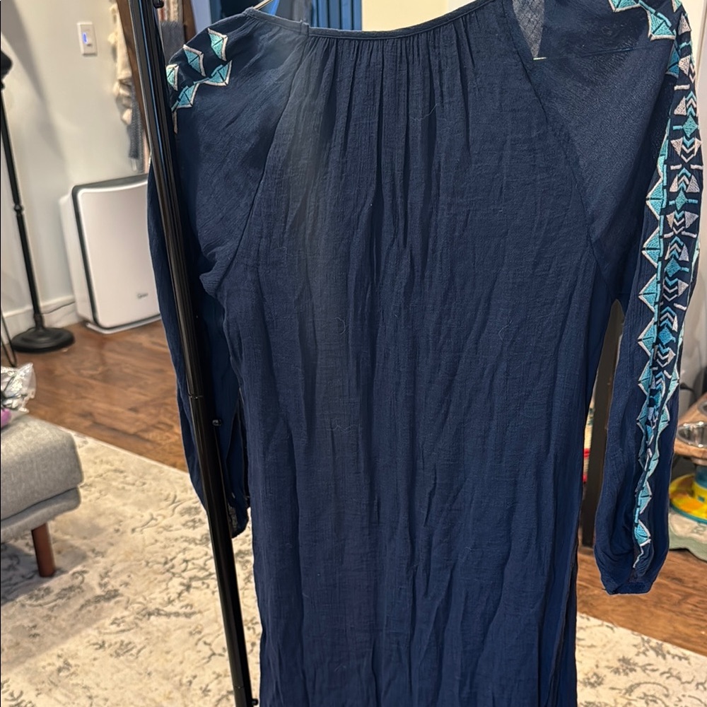 Navy Tunic with Geometric Embroidery - Picture 6 of 6